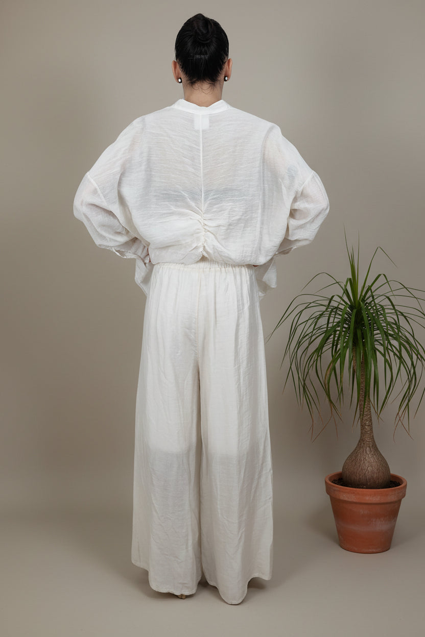 Pantalón Lino Crudo Cintura Elástica |YOLYKKE