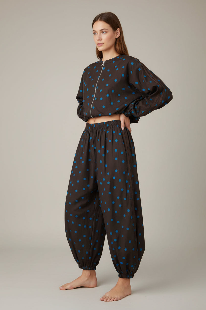 Conjunto JOT Milano Negro Lunares Turquesa