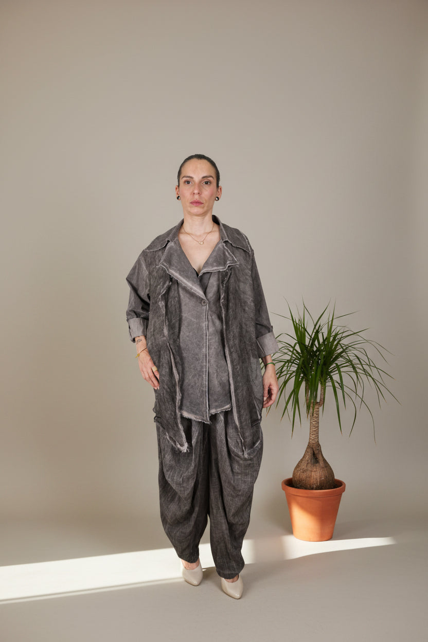 YOLYKKE | Chaqueta Elástica Asimétrica Dos Texturas