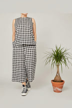Pantalón Palazzo Vichy Negro Blanco