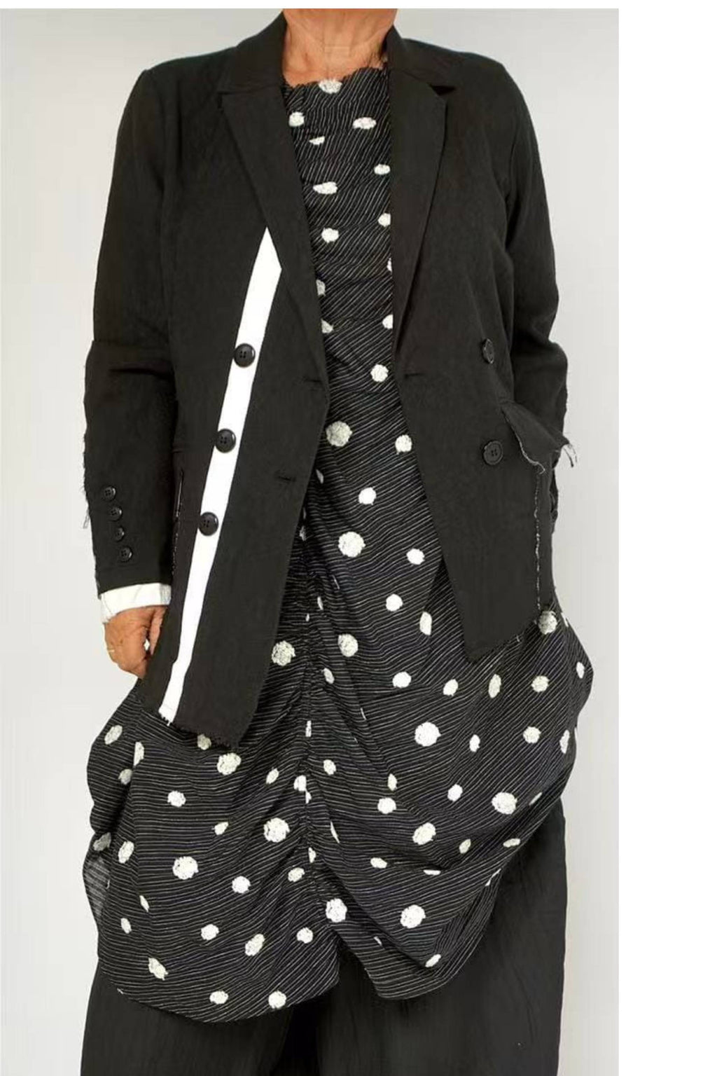 Blazer Wendy Trendy Negro Franja Blanca