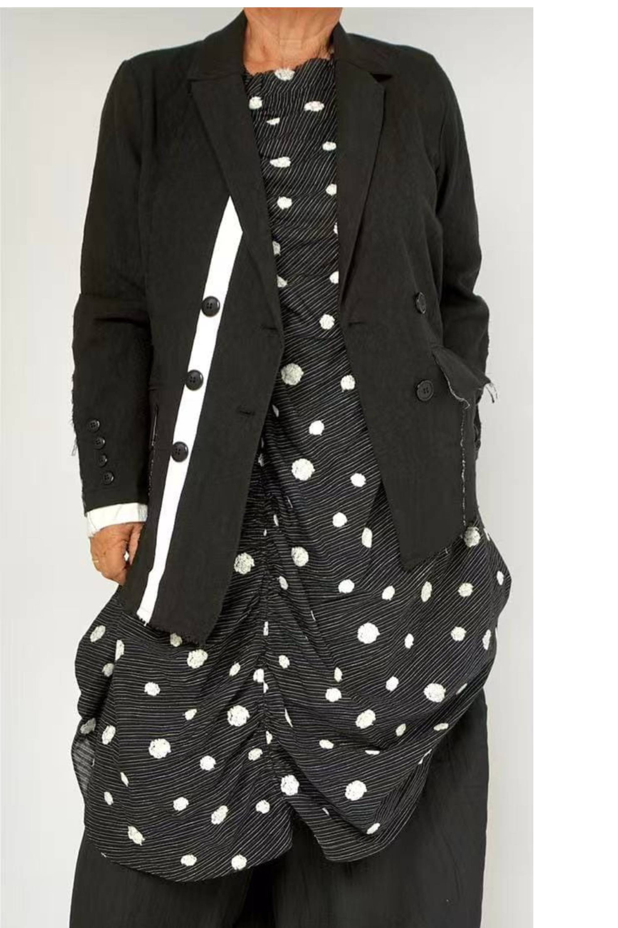 Blazer Wendy Trendy Negro Franja Blanca