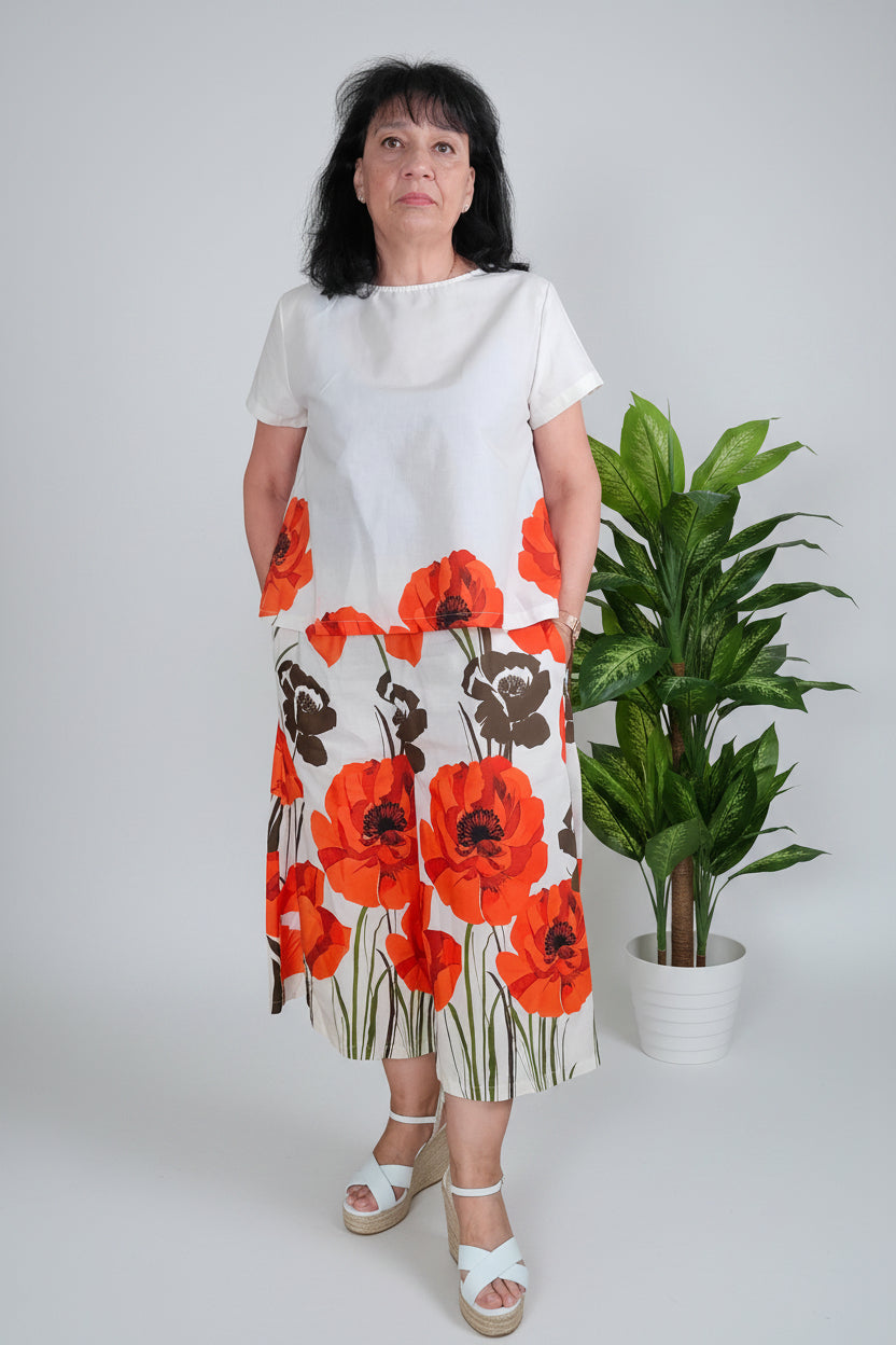 Top Blanco Amapolas