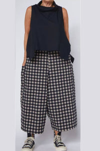 Pantalón Cargo Vichy Maxi Negro Blanco | Wendy Trendy