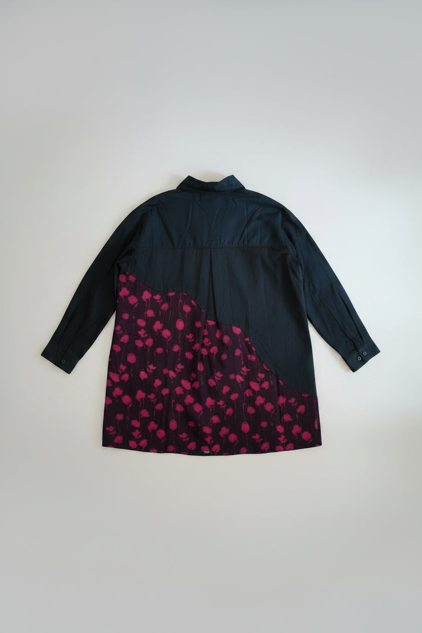 Camisa Dos Texturas Rosas Chinas Forro Fucsia | Nefelibata