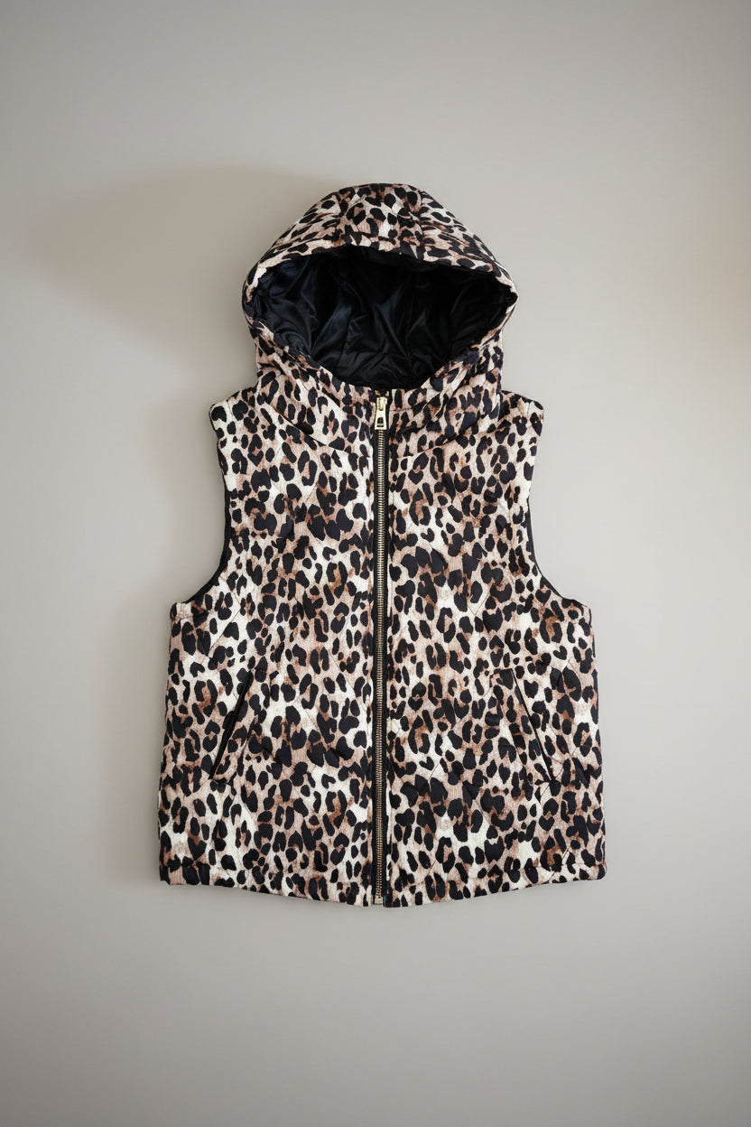 Chaleco Acolchado Leopardo Parche Corona Strass | Nefelibata