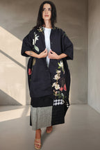 Kimono Wendy Trendy Negro Botánico Flores