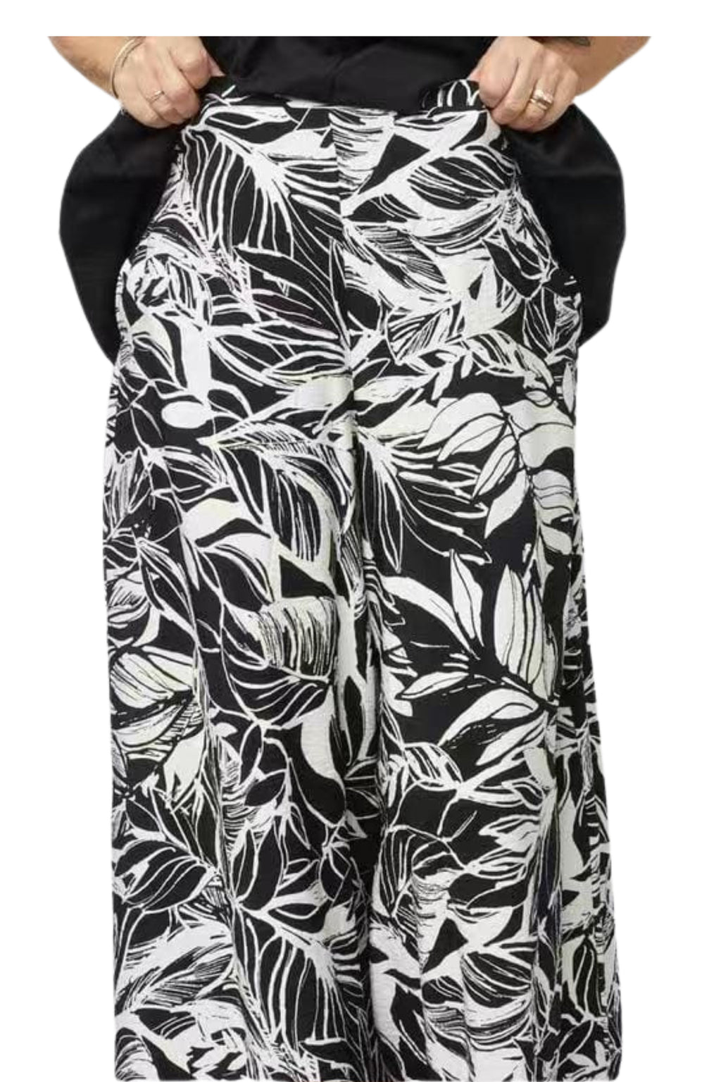 Pantalón Wide Leg Estampado Tropical