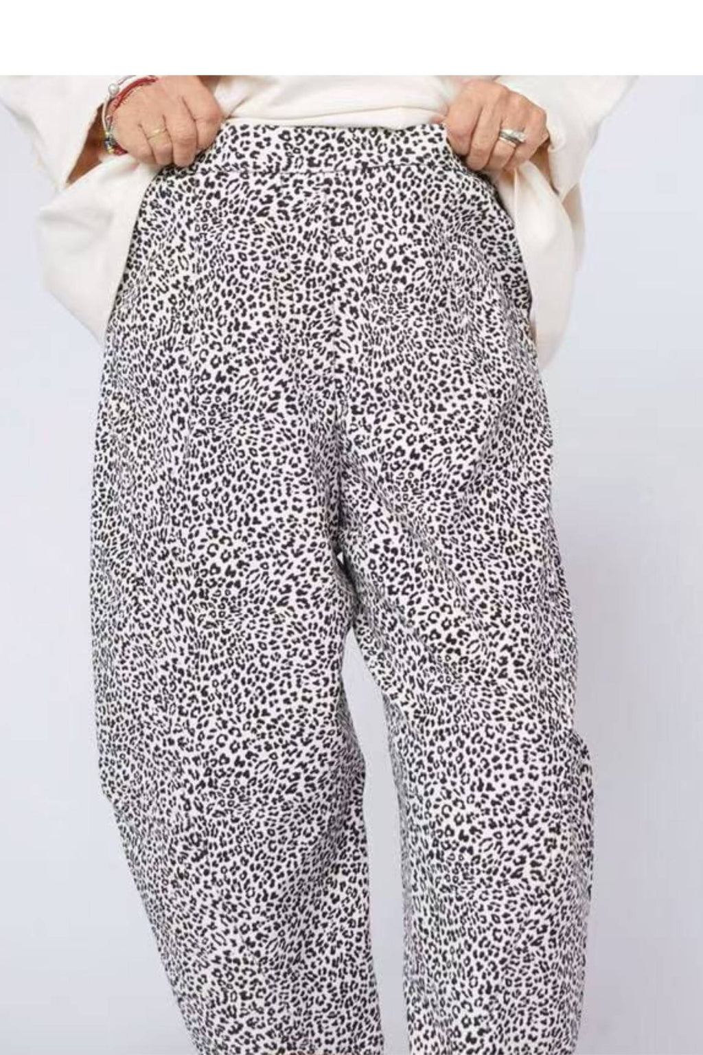 Pantalón Micropana Leopardo Blanco Negro Cintura Elástica | Wendy Trendy