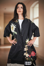 Kimono Wendy Trendy Negro Botánico Flores