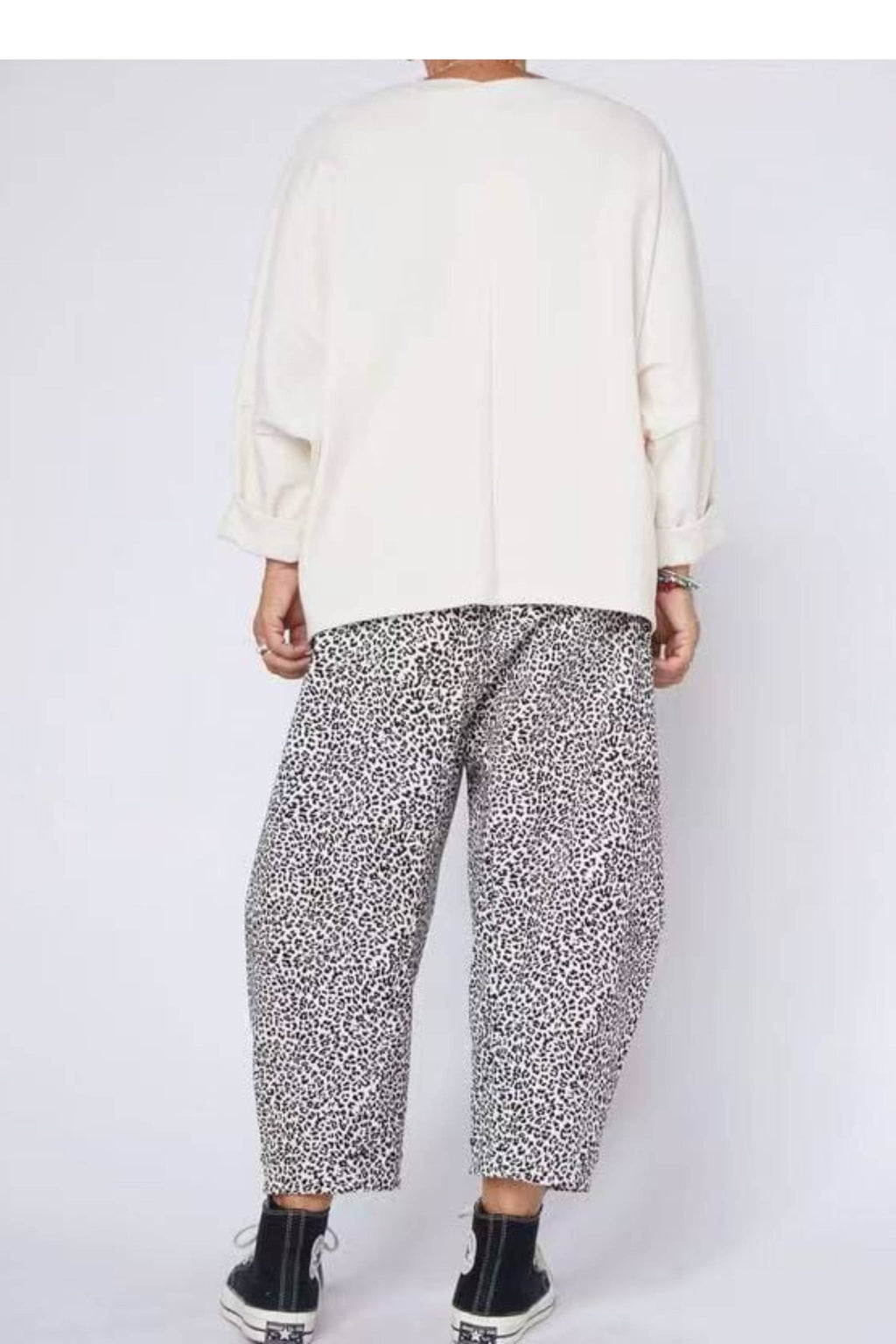 Pantalón Micropana Leopardo Blanco Negro Cintura Elástica | Wendy Trendy