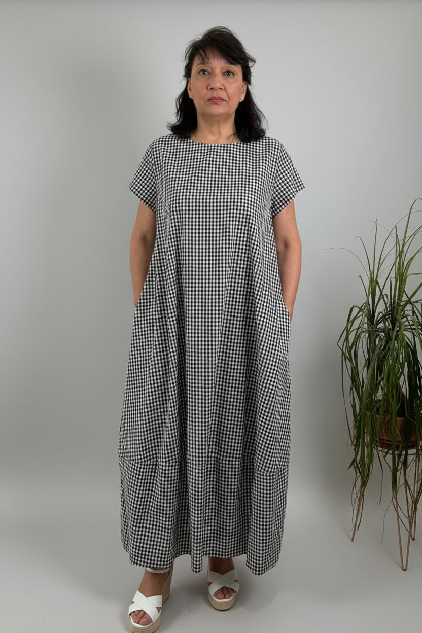 Vestido Vichy Negro 100% Algodón