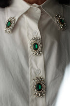 Camisa Blanca Broches Cristales - Nefelibata