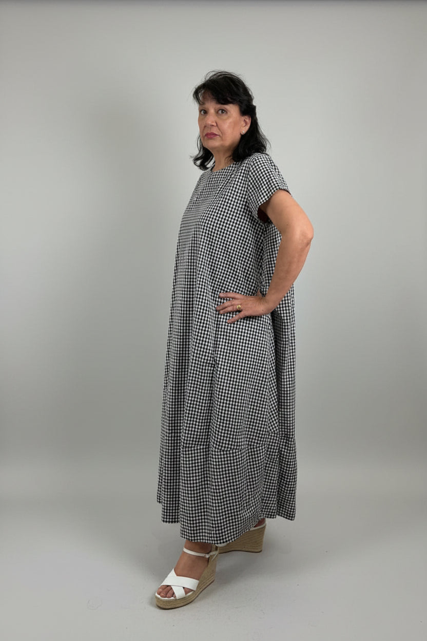 Vestido Vichy Negro 100% Algodón