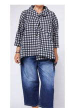 Chaqueta Camisera Vichy Maxi Vuelo Bajo Negro Blanco | Wendy Trendy