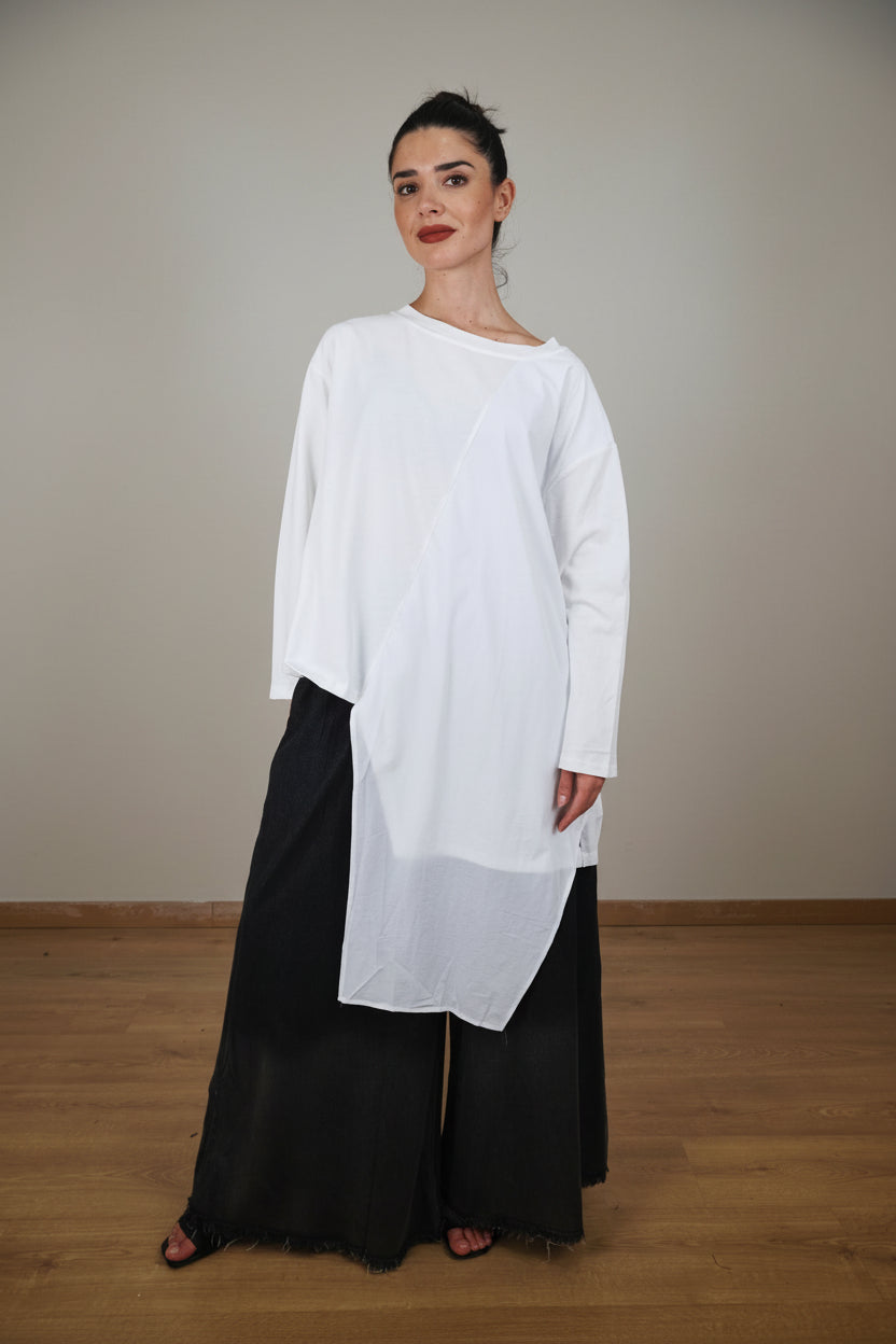 Camiseta Asimétrica Dos Texturas | Nefelibata