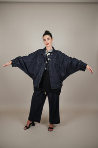 Chaqueta Vaquera Oversize Azul Oscuro