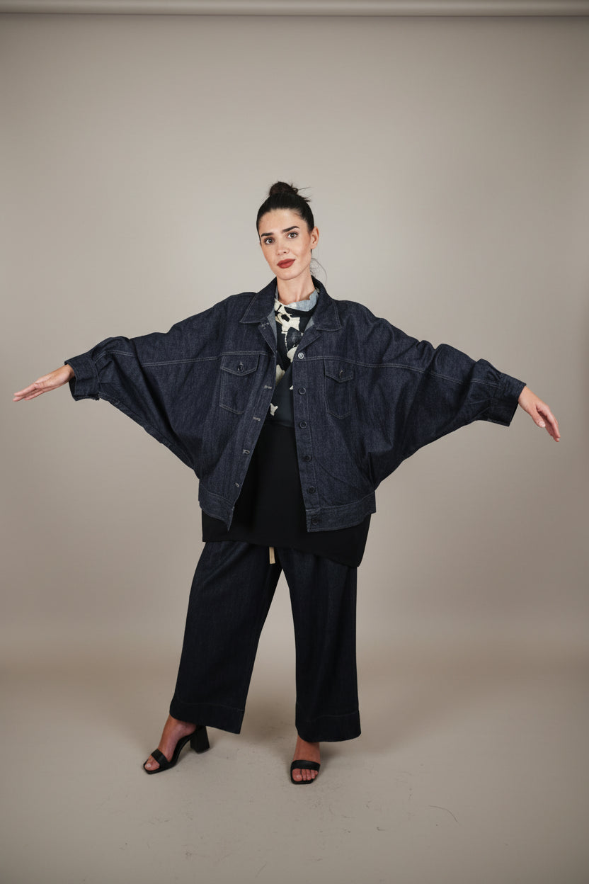 Chaqueta Vaquera Oversize Azul Oscuro