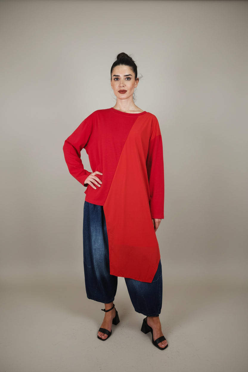 Camiseta Asimétrica Dos Texturas | Nefelibata
