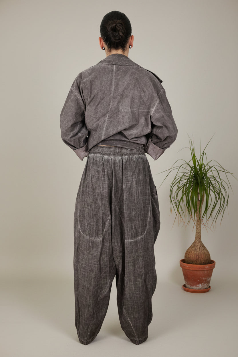 Pantalón Harem Drapeado Lyocell Lino |YOLYKKE