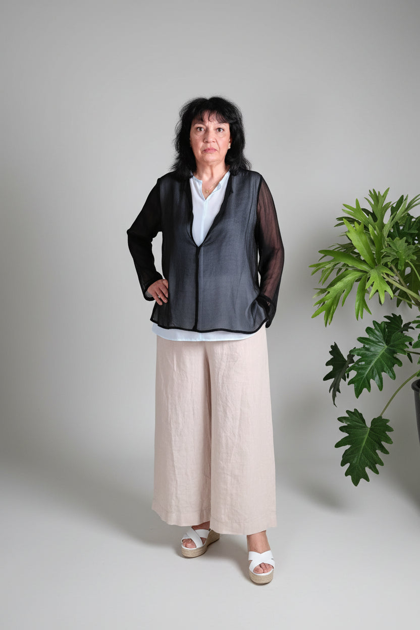 Blusa Transparente Negra/ Top Rosa /Celeste