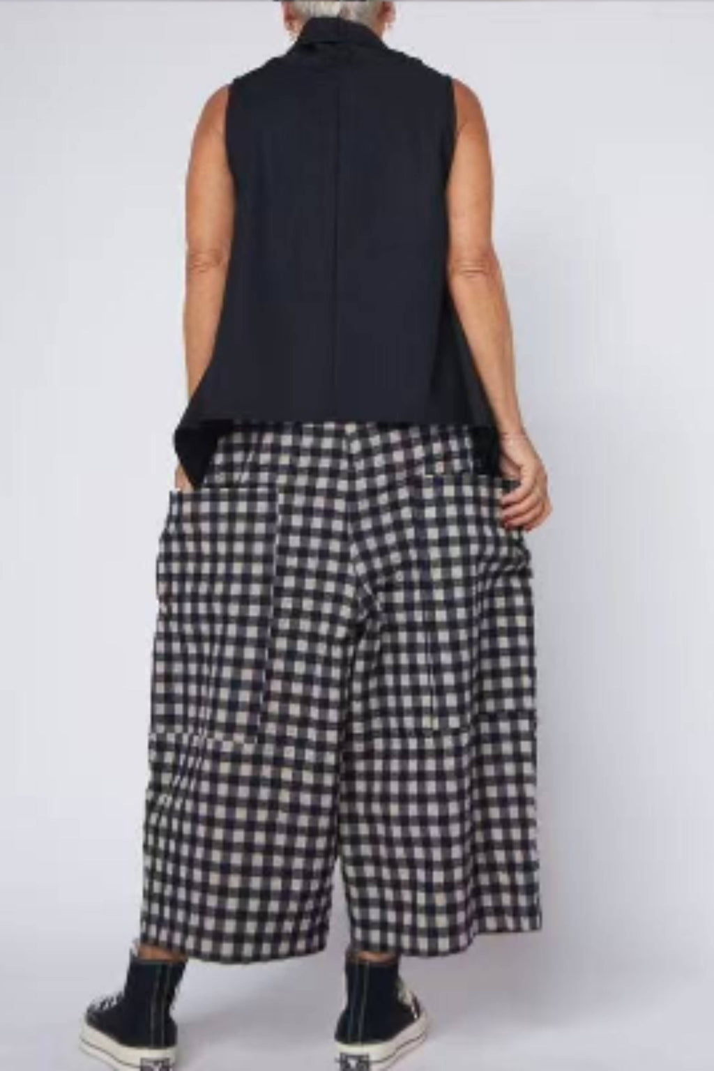 Pantalón Cargo Vichy Maxi Negro Blanco | Wendy Trendy