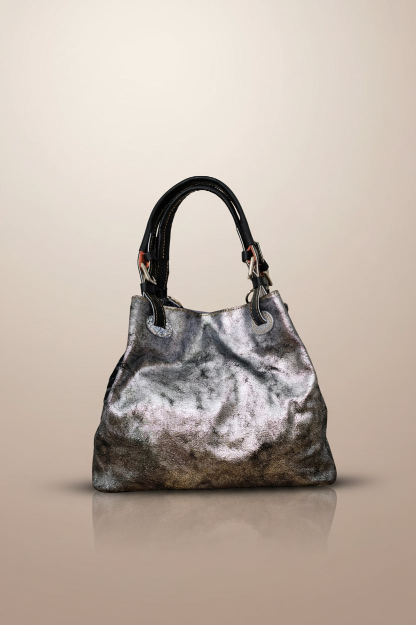 Bolso Cuero Italiano Metalizado LYKKE