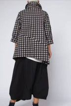 Americana Vichy Maxi Vuelo Bajo Negro Blanco | Wendy Trendy