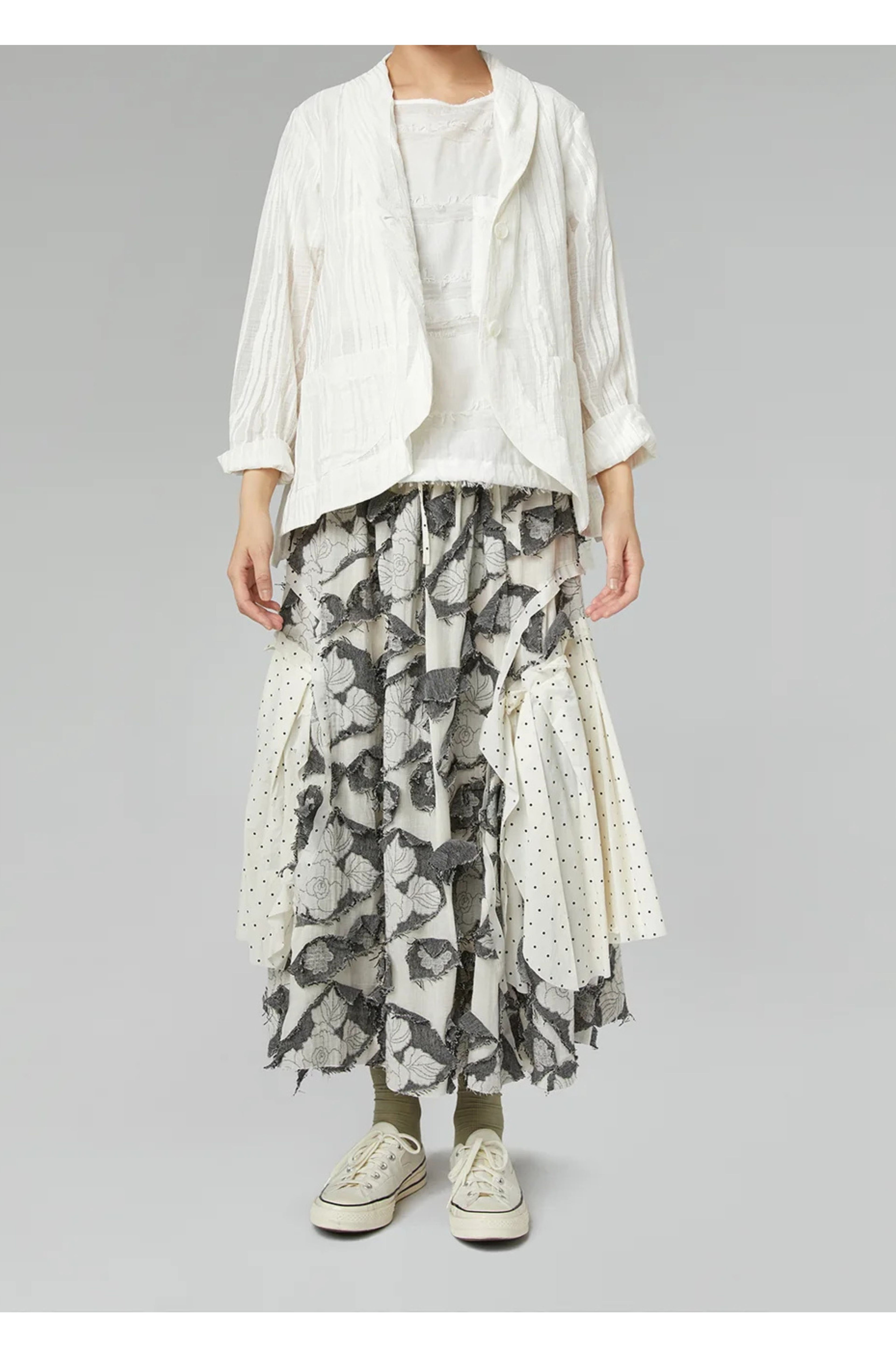 Chaqueta Corta Textura Plisada Blanca