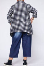 Chaqueta Camisera Vichy Maxi Vuelo Bajo Negro Blanco | Wendy Trendy