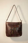 Bolso Tote Piel Italiana Hebillas Doradas Marrón Chocolate | YOLYKKE
