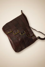 Bolso Tote Piel Italiana Hebillas Doradas Marrón Chocolate | YOLYKKE