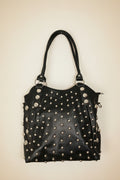 Bolso Tote Grande Piel Italiana Tachuelas Plateadas Negro | YOLYKKE