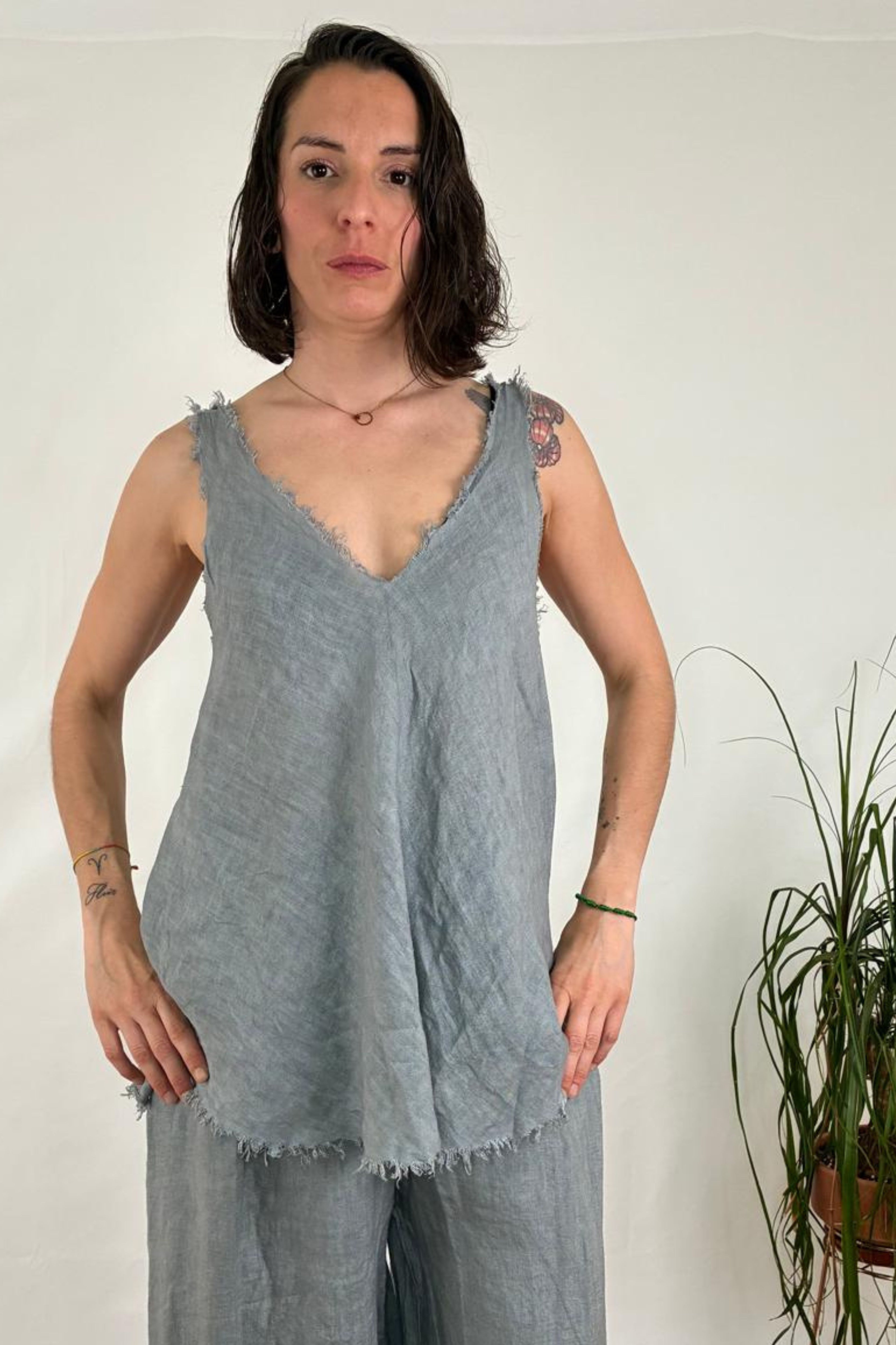 Top Tirantes Lino 100%