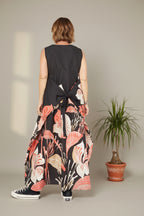 Vestido Caftán Floral Tropical Negro