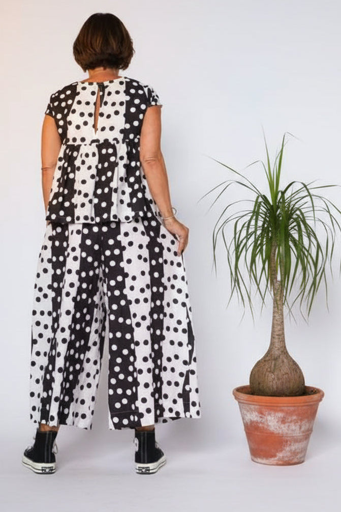 Top Patchwork Lunares Maxi Negro Blanco