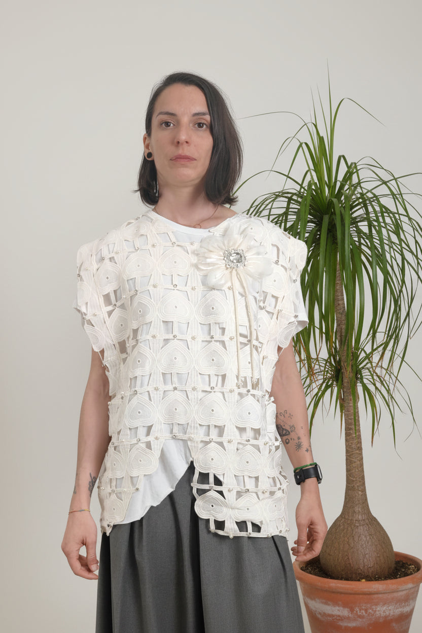 Camiseta Red Blanca Flore Tul broche - Nefelibata