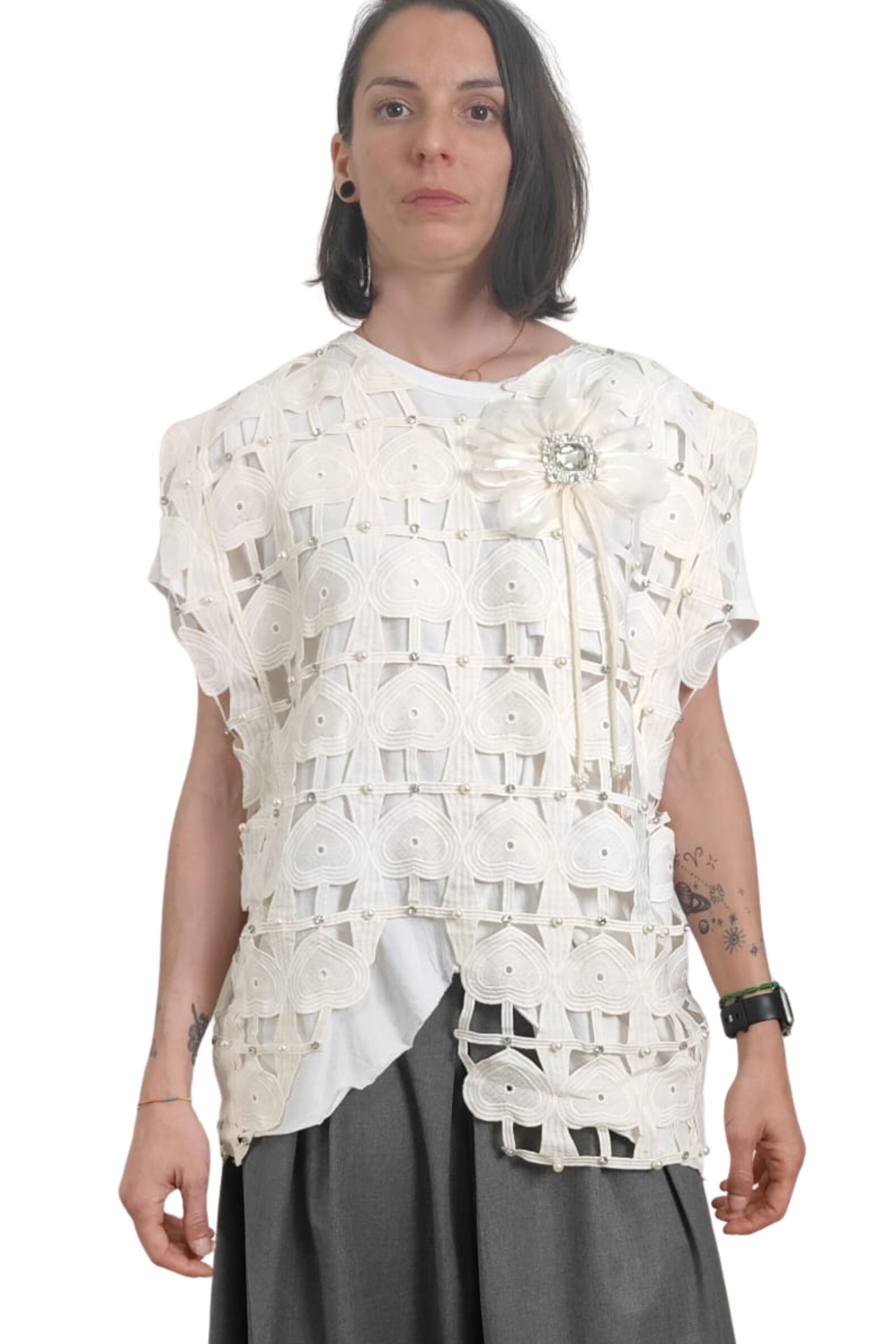 Camiseta Red Blanca Flore Tul broche - Nefelibata