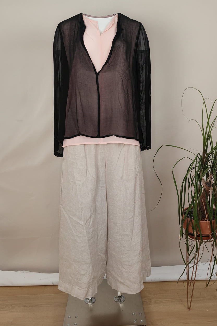 Pantalón Wide Leg 100% Lino tostado