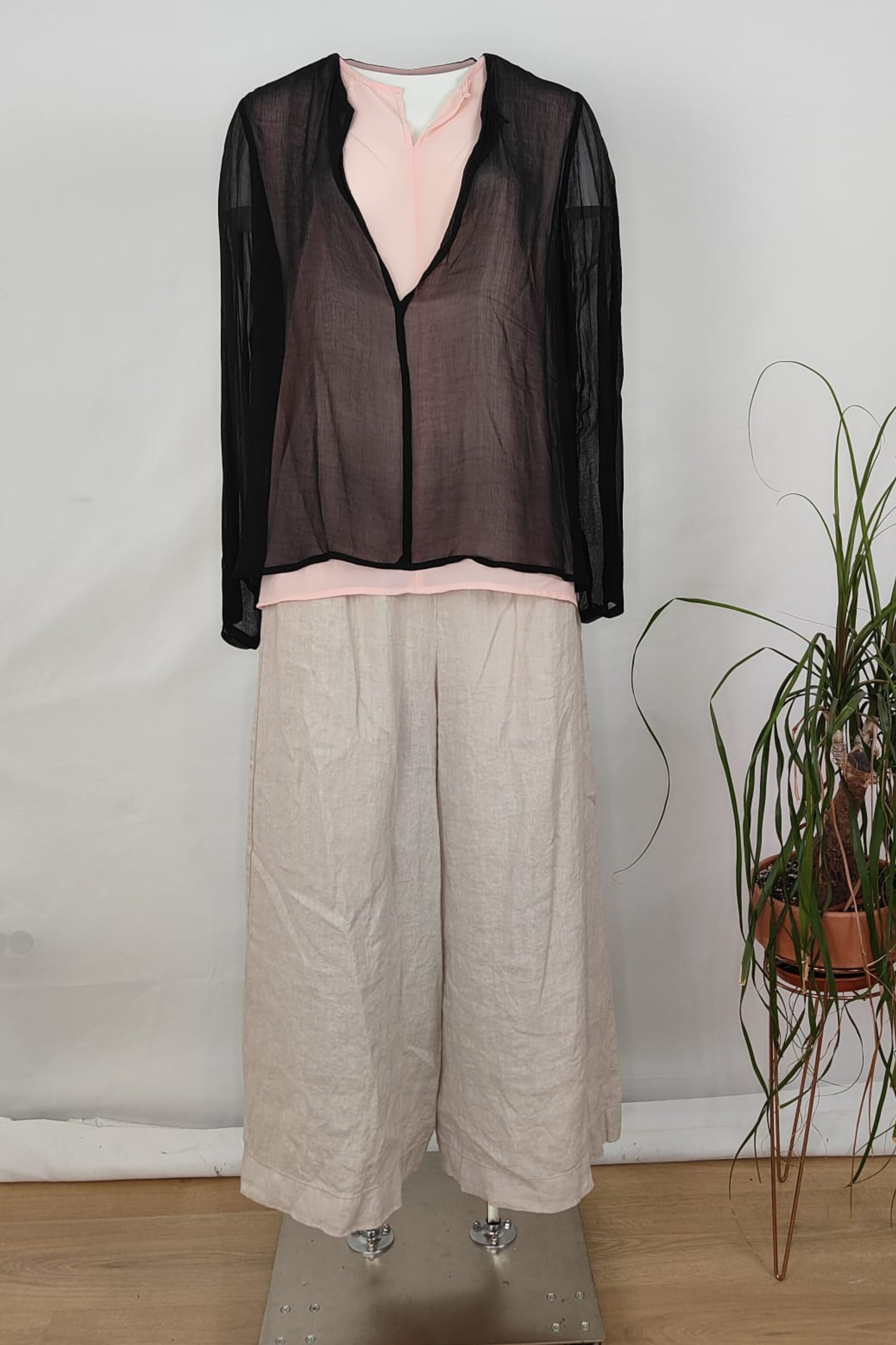 Pantalón Wide Leg 100% Lino tostado
