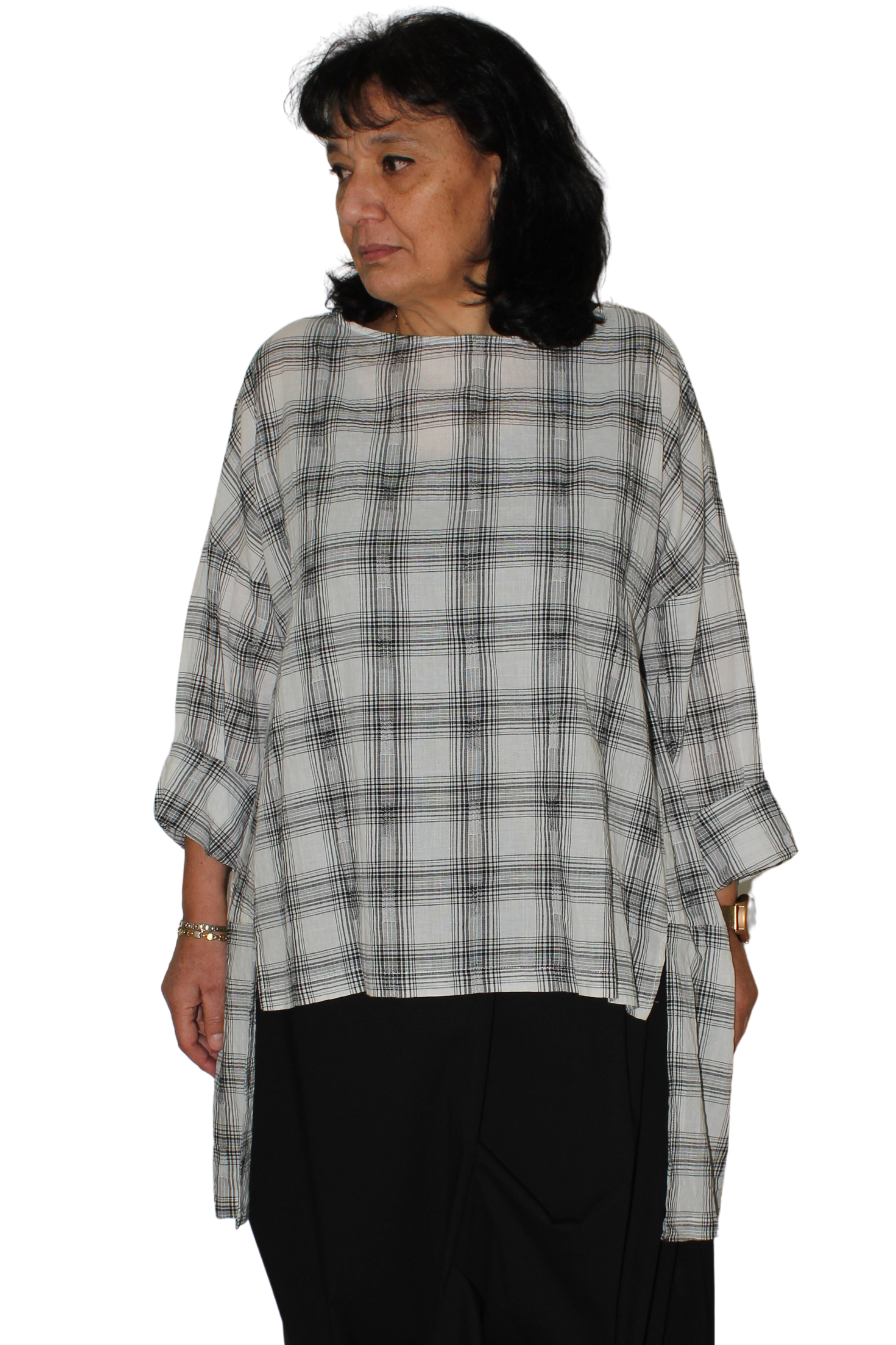 Camisa Asimétrica Cuadros Wendy Trendy