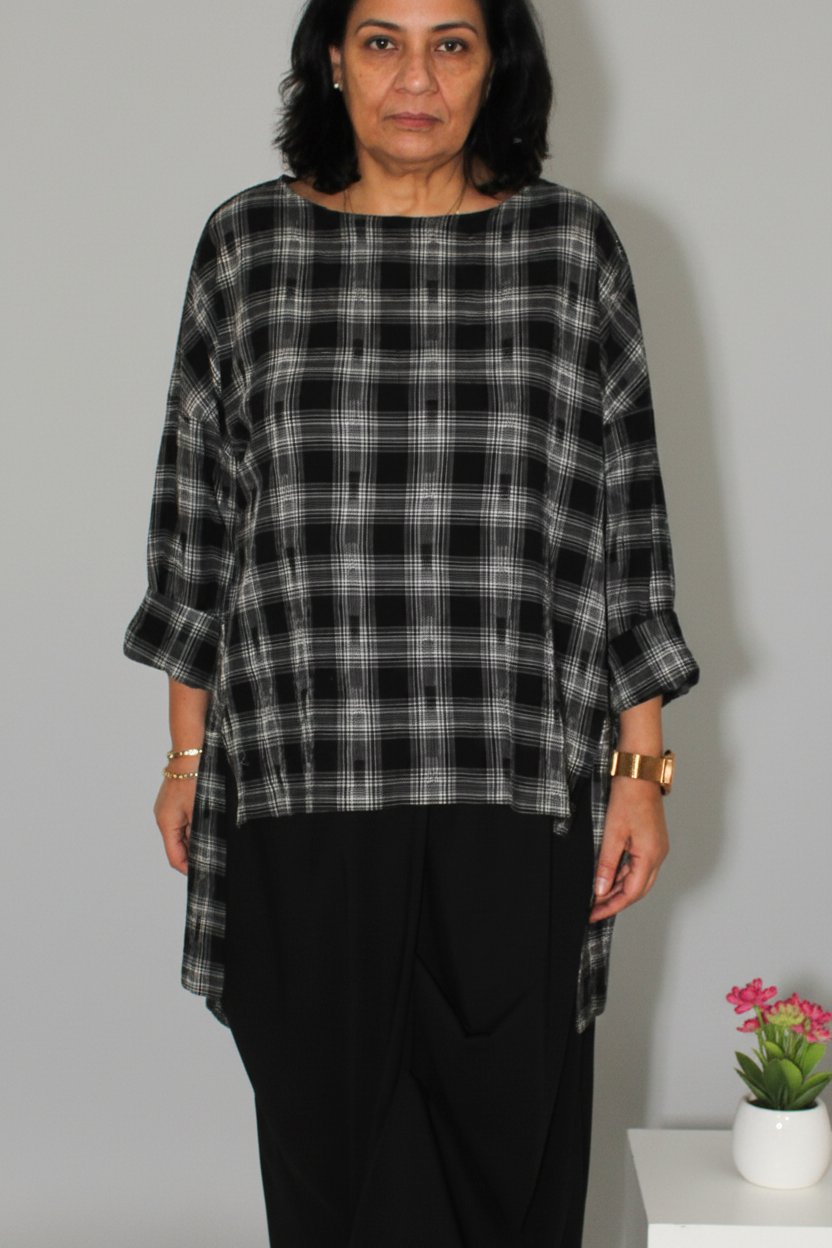 Camisa Asimétrica Cuadros Wendy Trendy