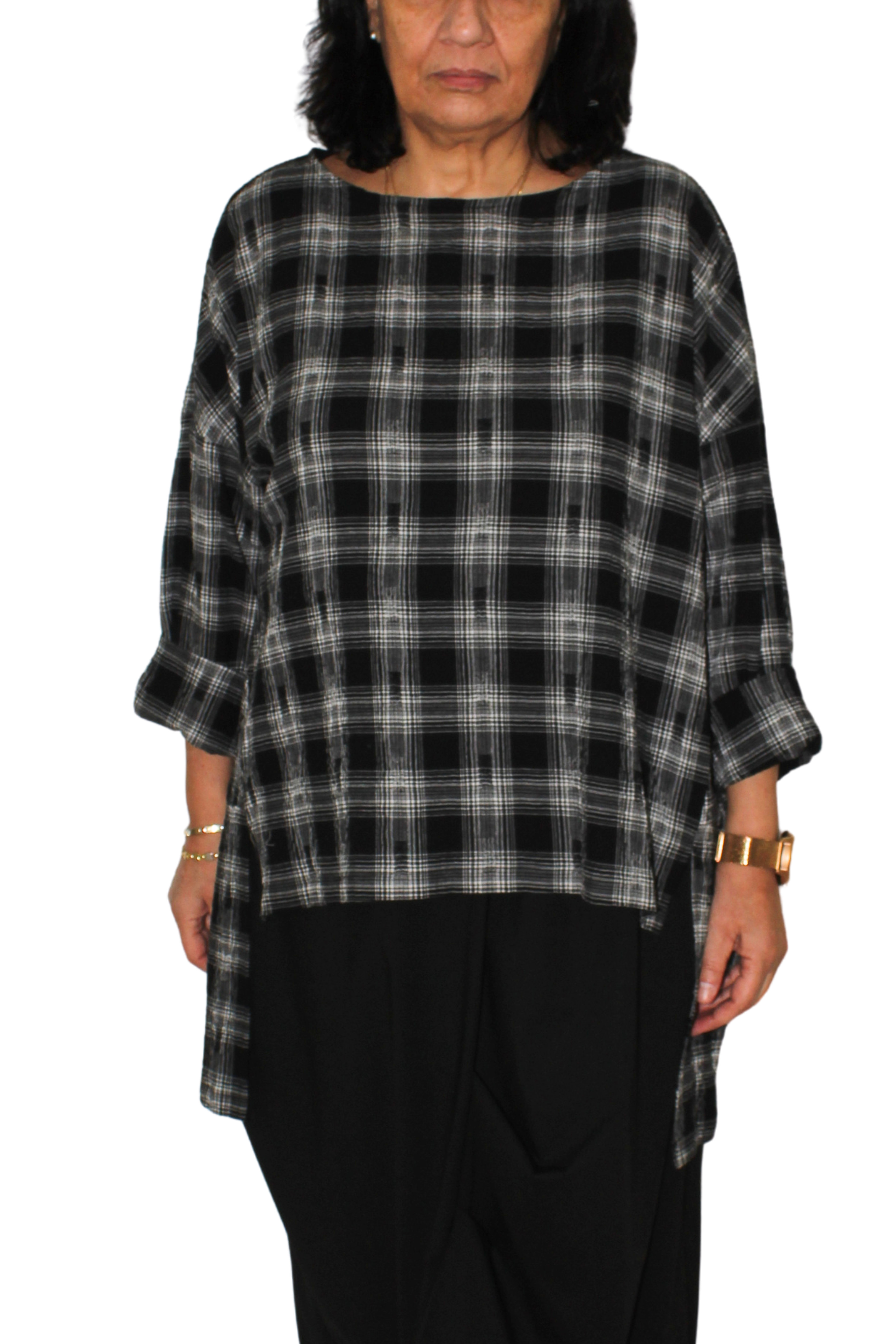 Camisa Asimétrica Cuadros Wendy Trendy