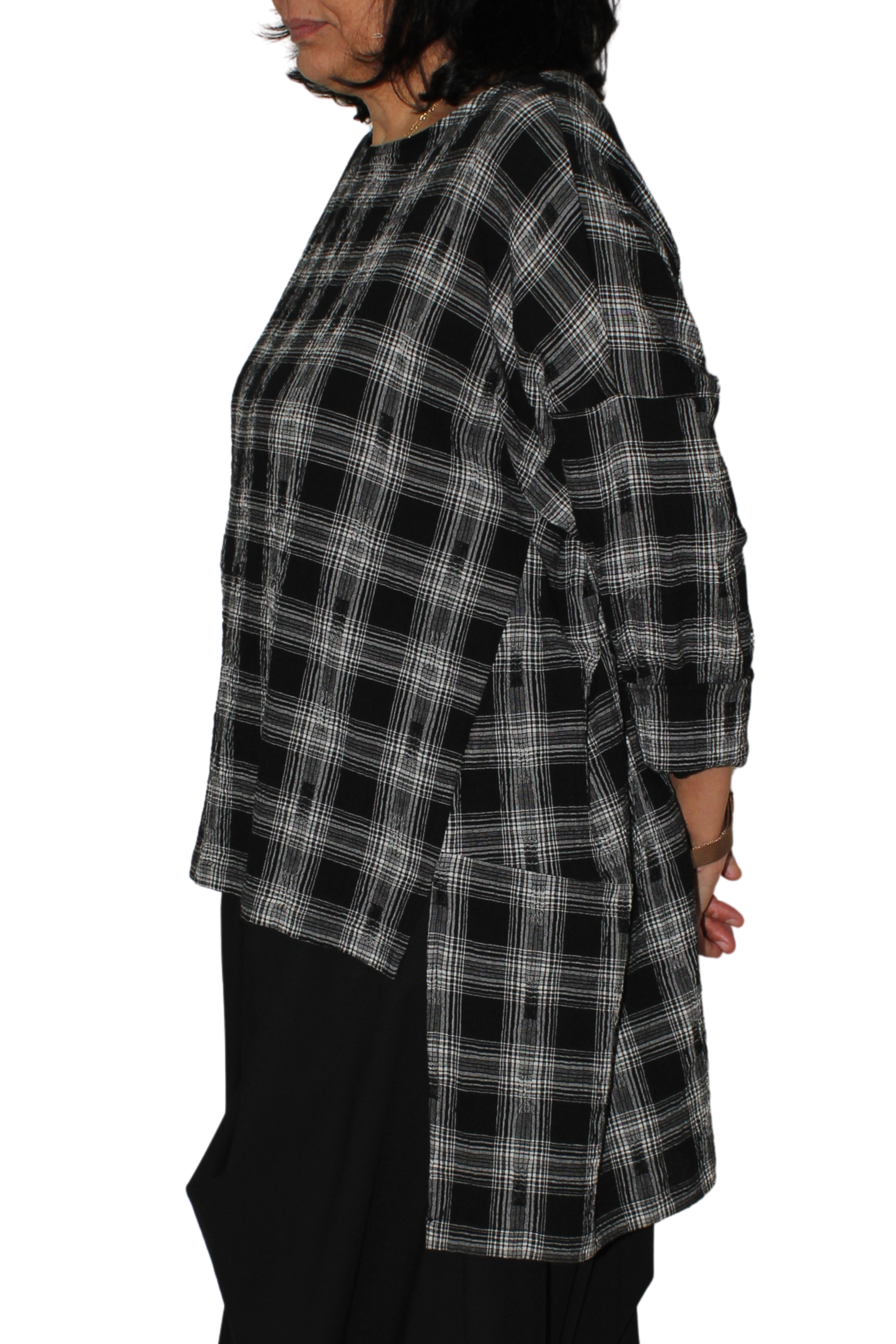 Camisa Asimétrica Cuadros Wendy Trendy