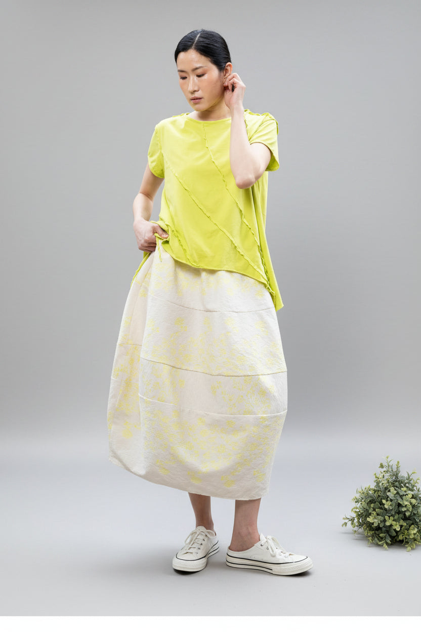 Falda Midi Floral Amarilla