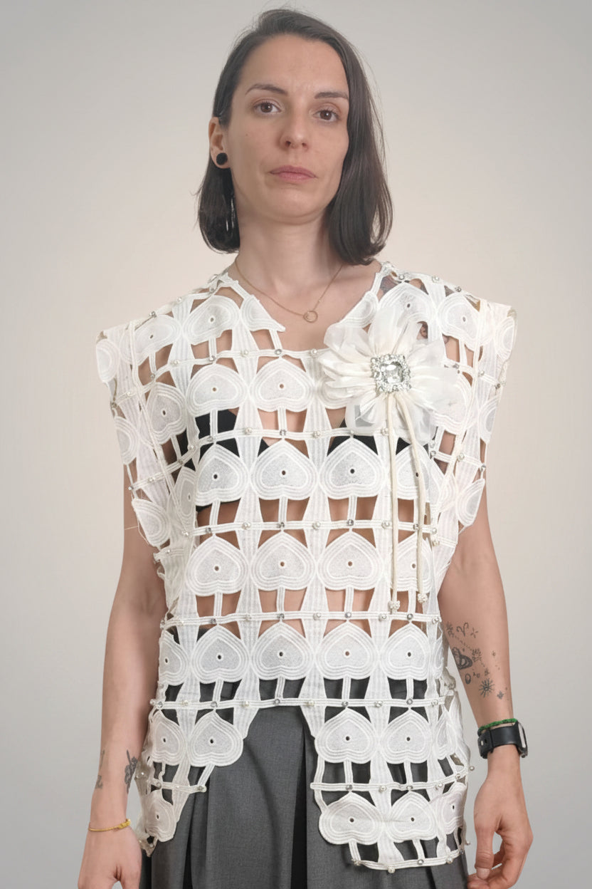 Camiseta Red Blanca Flore Tul broche - Nefelibata