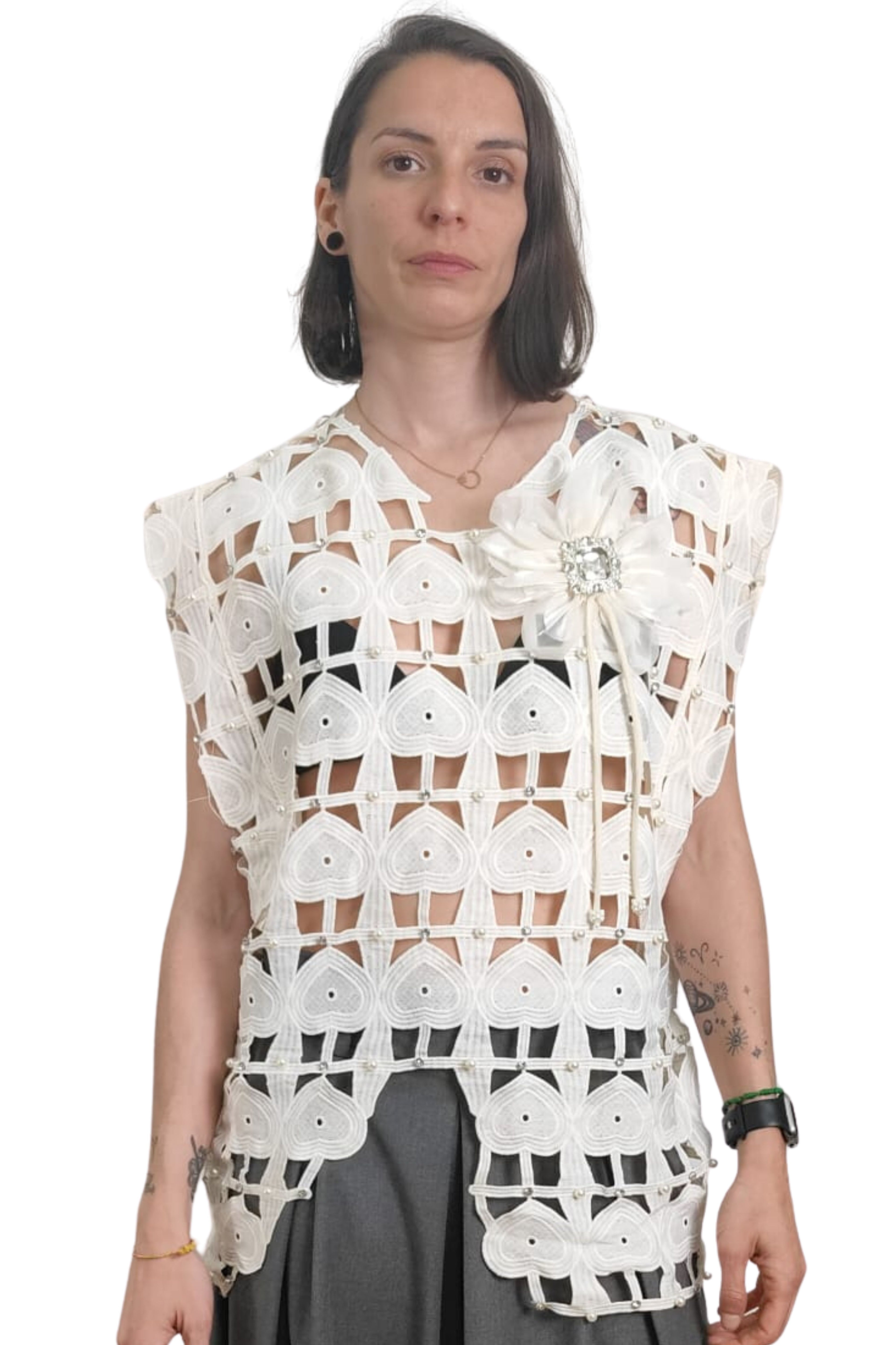Camiseta Red Blanca Flore Tul broche - Nefelibata
