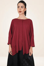 Camiseta amplia de algodón con abertura delantera Wendy Trendy