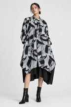 Camisa oversize larga estampada con bajo de tul YOLYKKE