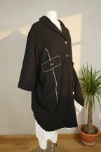 EXCLUSIVO Kimono Abrigo Bordado Geométrico Negro | Nefelibata